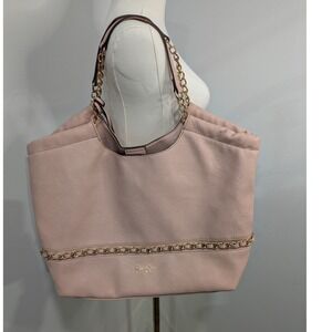 Jessica Simpson Pink Faux Leather Tote Bag‎ Gold Chain Shoulder Strap
